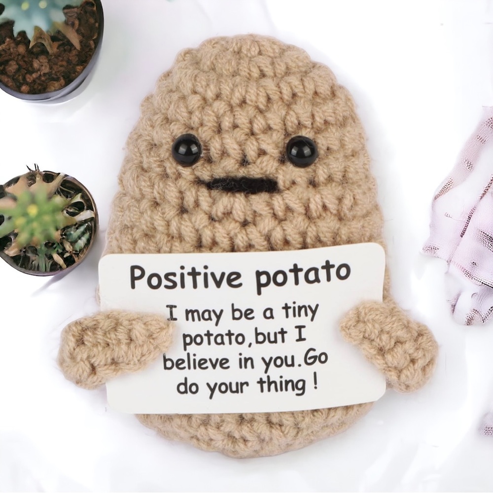 Handmade Emotional Support Potato - Mini Funny Positive Potato, Knitted
